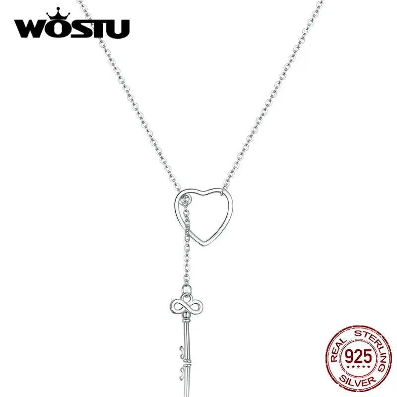 WOSTU дизайн 925 пробы серебряный ключ к вашему сердцу Подвески для женщин S925 ювелирные украшения подарок для влюбленных CQN107