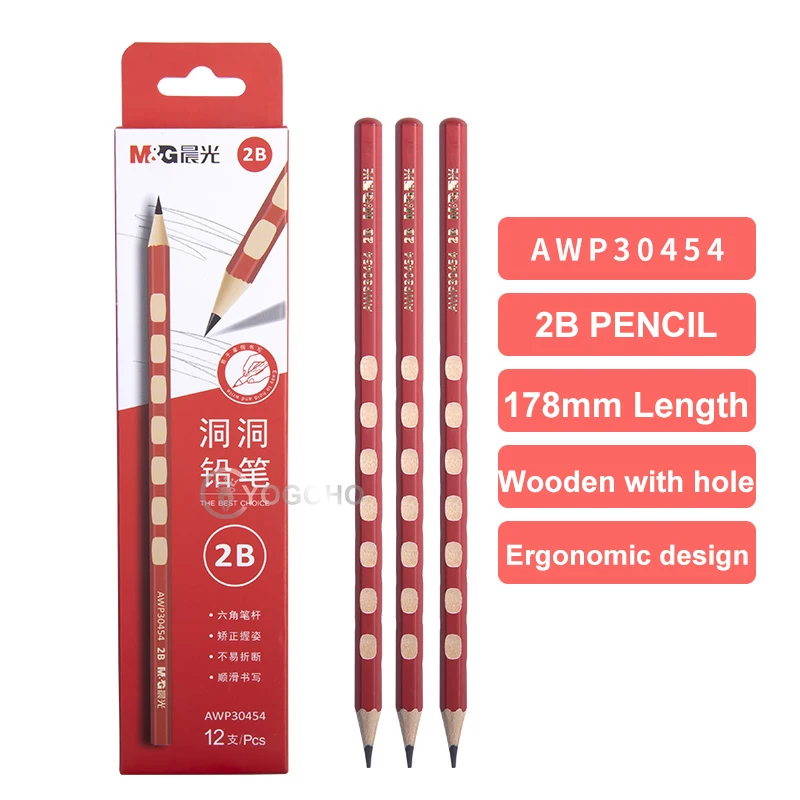 

M&G 2B HB 2H Hole Wood Pencil Nontoxic Environmental Kawaii Cute Pencils Writing Painting School Office Supplies Stationery