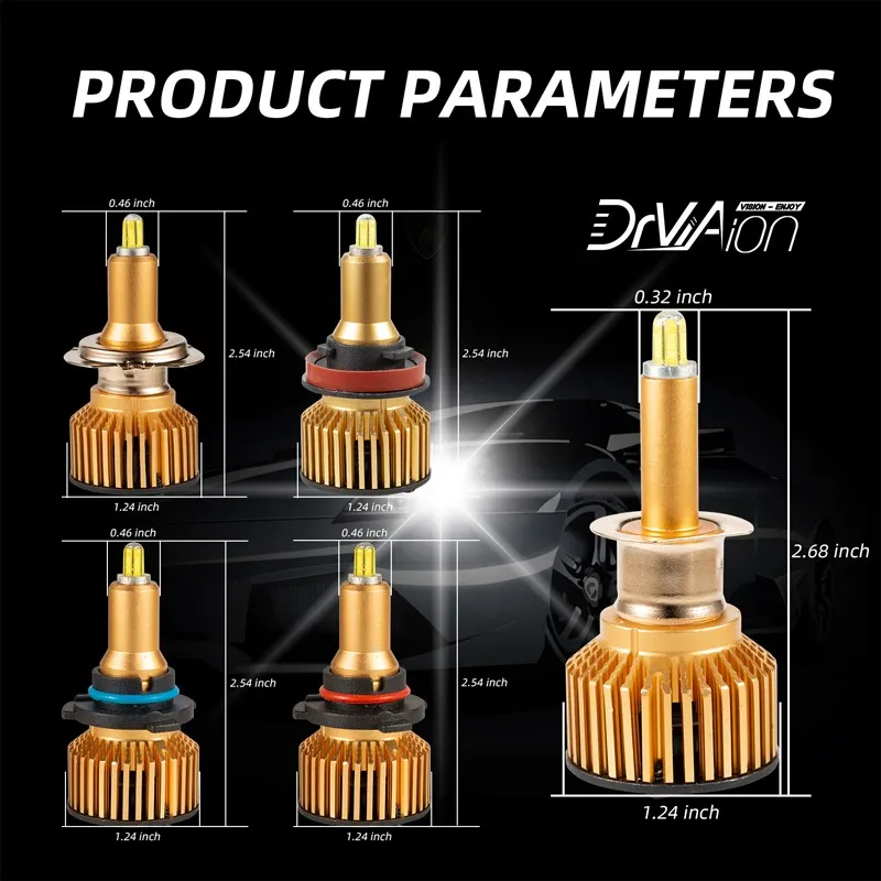 

Fast Shipping H1 LED H7 18000LM H11 Led Headlights Bulbs 8sides 50W 3D Waterproof High Power Canbus 360 Degree Auto Lamp