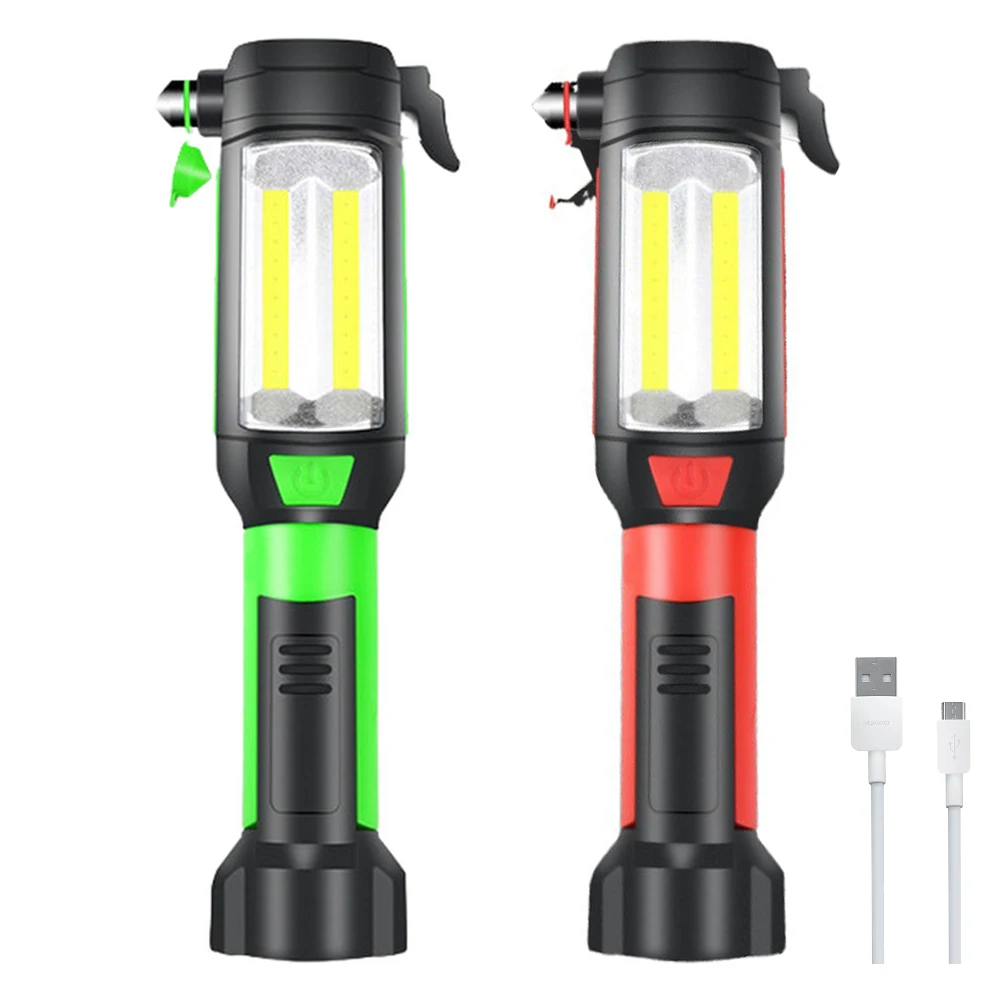 LED Flashlight Torch Magnetic Car Repairing COB Working Light USB Charging Portable Lamp for Camping/Climbing/Hunting