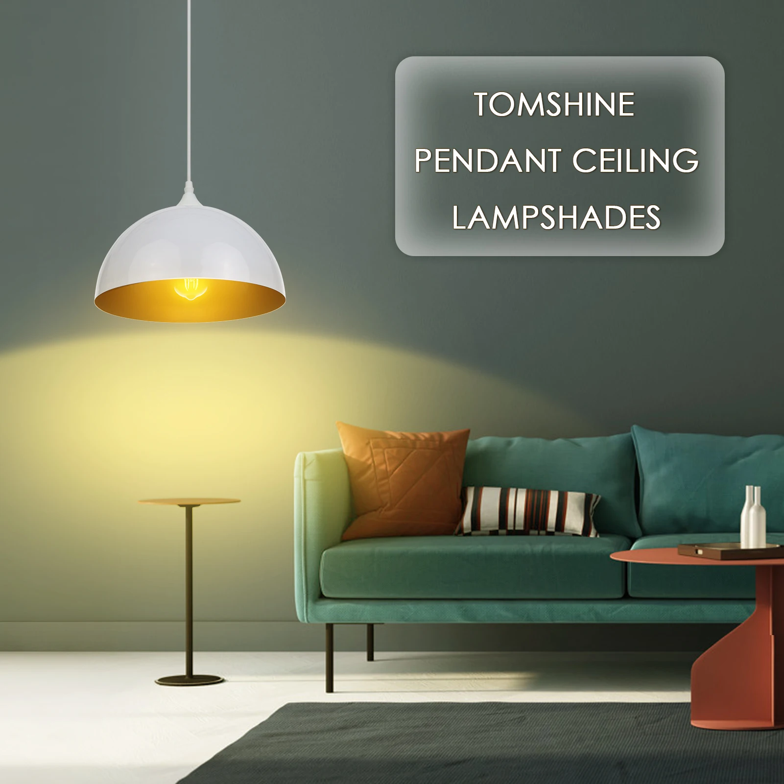 

Tomshine 2pcs Metal Pendants Light Lampshades Industrial Hanging Ceiling Lamp for Kitchen Living Room Restaurant ( without bulb)
