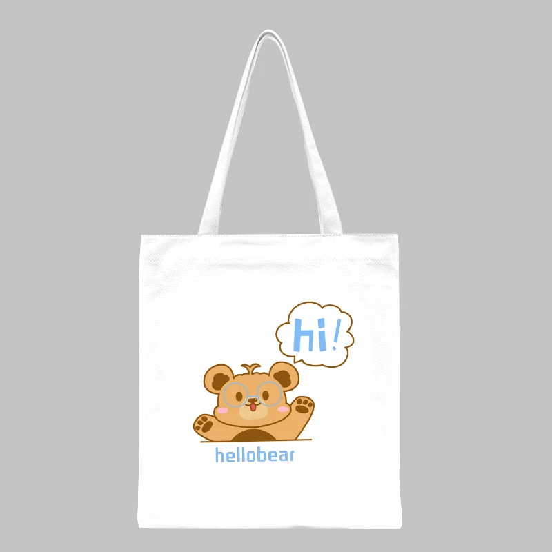 

Harajuku Kawaii Hi Bear Cartoons Anime Bags Shopping Bag Canvas Shopper Bag Reusable Tote Bag Handbags Shoulder Bags Collapsible