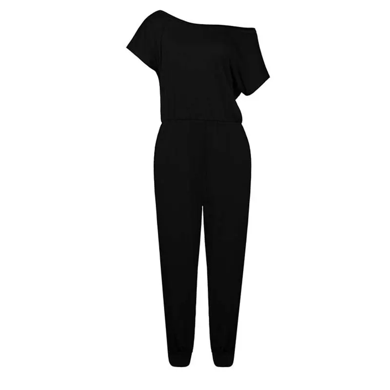 

2021 Summer Plus Size Black Jumpsuit Women Overalls One Piece Long Jumpsuit Romper Woman Off Shoulder Overalls For Women