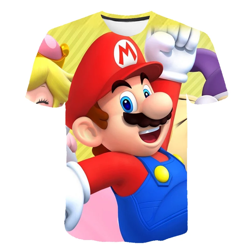 

New Summer Fashion T-Shirt Cartoon Super Mary T-Shirt Boys And Girls Casual Anime Round Neck Short Sleeve 4-14 Years Old