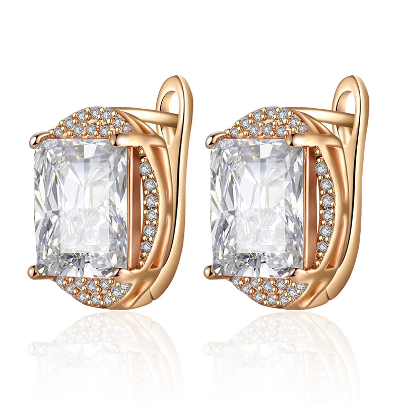 

New Fashion Cubic Zirconia Stud Earrings for Women Gold Silver Color Gem Stone CZ Small Ear Studs Wedding Party Jewelry Gifts