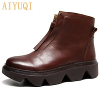 aiyuqi women autumn boots natural skin 2021 new genuine leather fashion flat motorcycle boots ladies retro womens shoes