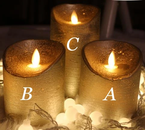 Set of 3 Gold LED Electronic Dancing Flameless Candle Light Simulation Candle Battery Operated Wedding Festival Home Decor Water Ripple lamp - Цвет: Set of 3 Gold