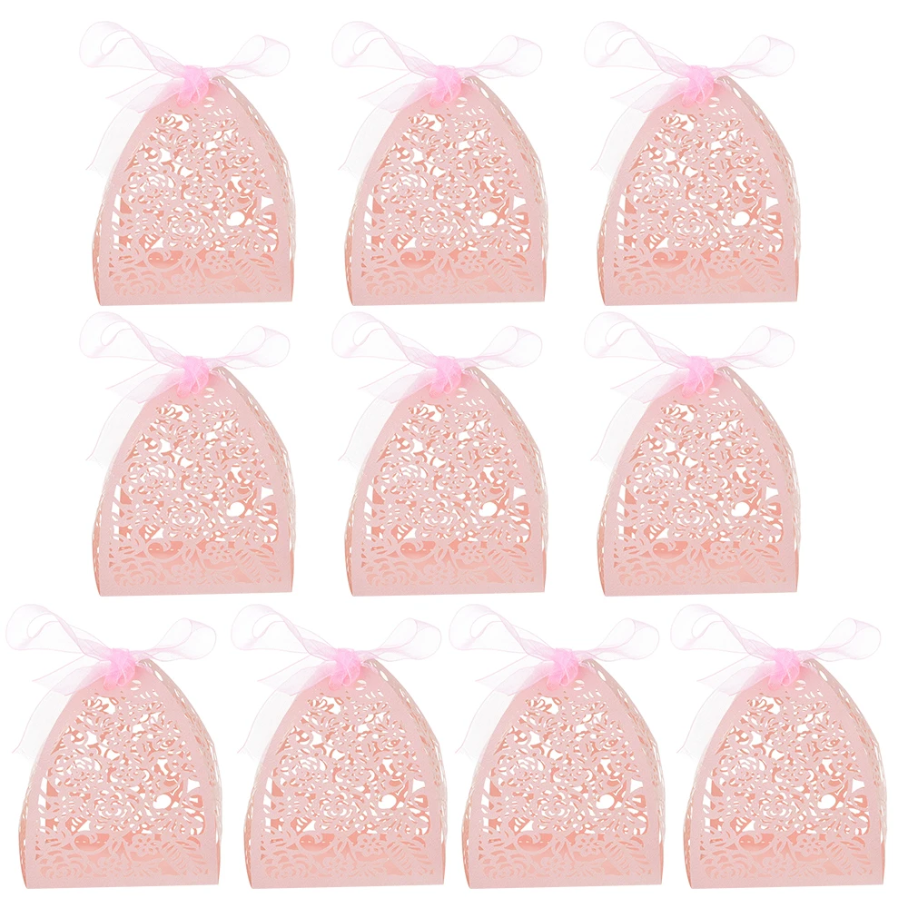 10pc Pink 1 шт/10 шт DIY роскошная коробка для конфет Lase свадебный подарок Роза Персонализированная Коробка для конфет вечерние коробки для конфет - Цвет: 10pc Pink