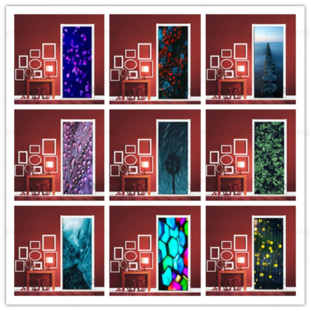 

Realistic Landscape Modern Door Sticker Modular Printing Pvc Waterproof Mural Wallpaper Decal Door Decoration Home Design Poster