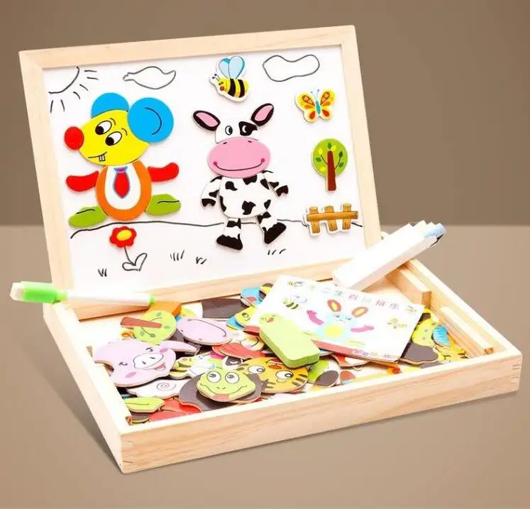 

Wooden Magnetic Puzzle Figure/Animals/ Vehicle /Circus Drawing Board 5 styles Educational Toys for Children Gift GYH