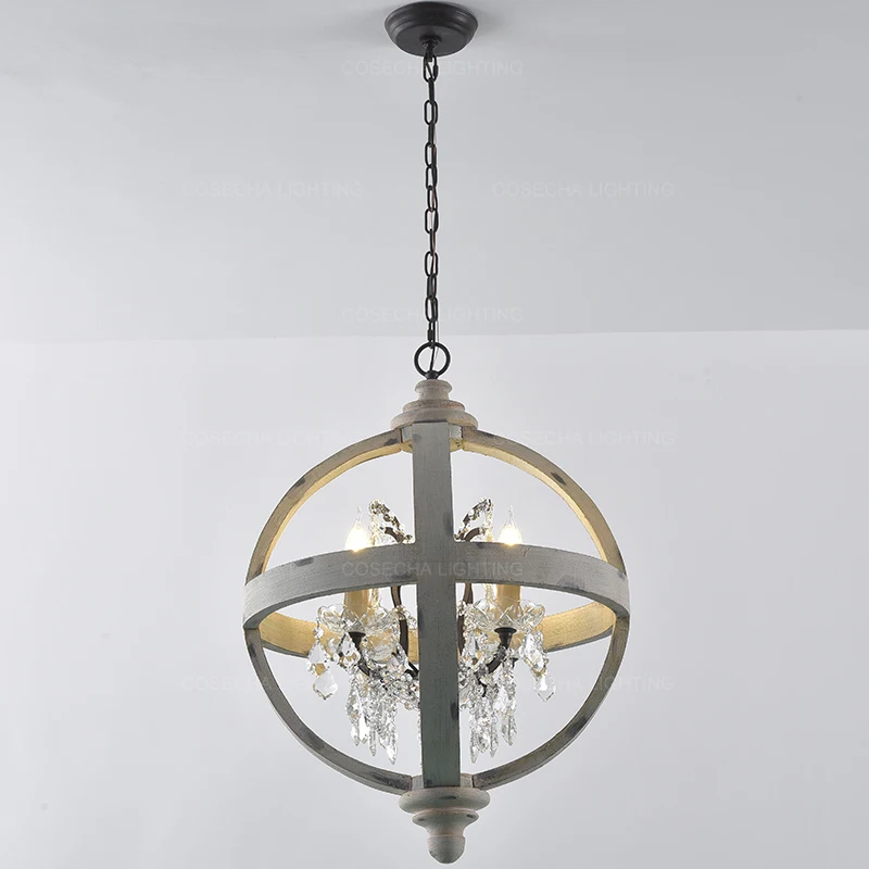 Прозрачные хрустальные люстры K9 деревянный глобус подвесной светильник для