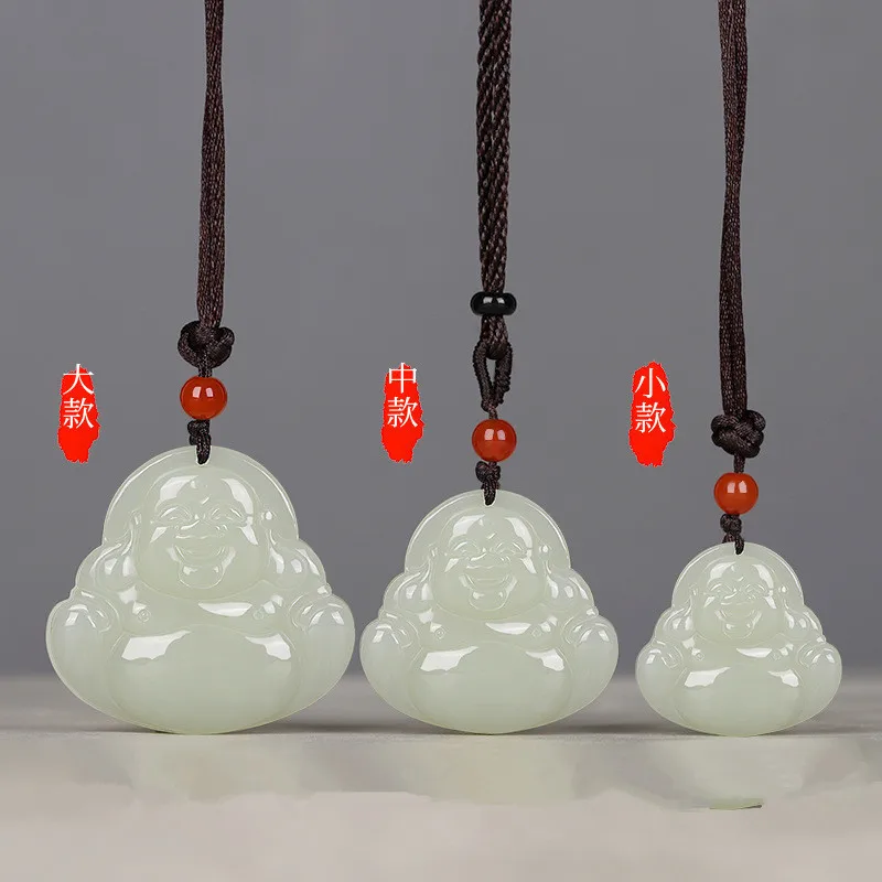 

Genuine Natural Buddha Jade Pendant Men Women Chinese Xinjiang Hetian Certified Jades Stone Charms Suet Jade Guanyin Amulet Gift