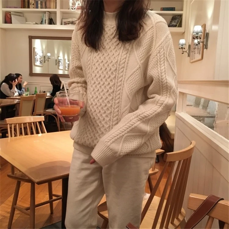 Colorfaith Women's Autumn Winter Sweaters 2019 Pullover Knitting O-Neck Solid Minimalist Casual Office Lady Loose Tops SW7055 | Женская