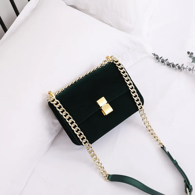 

2021 Retro Trendy Velvet Small Square Bag Fashion One-shoulder Diagonal Hand-held Chain Texture Female Bag Women's Shoulder Bag