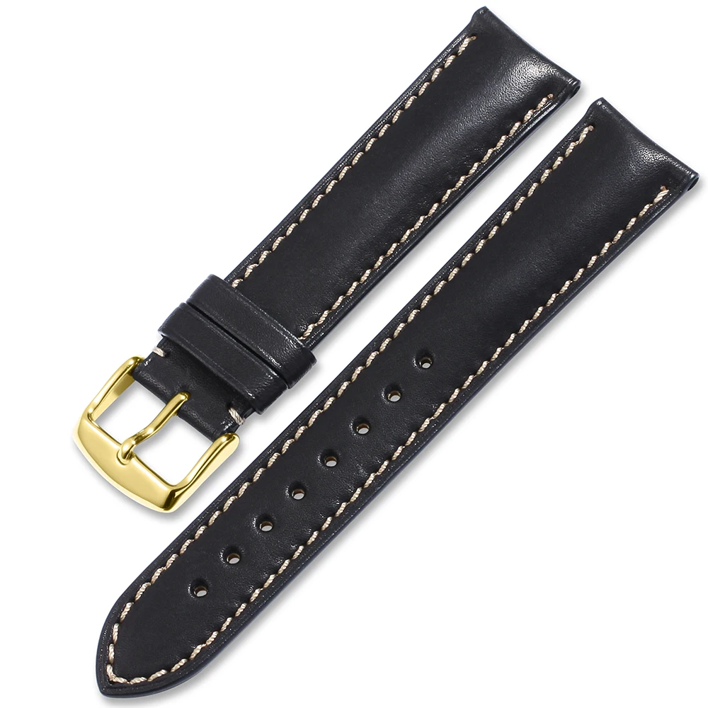 Black-beige IStrap часы наручные часы на кожаном ремешке полосы для Breitling IWC Casio Seiko 16 мм 18 мм 19 мм 20 мм 21 мм 22 мм 24 мм браслет на запястье - Цвет ремешка: Black-beige
