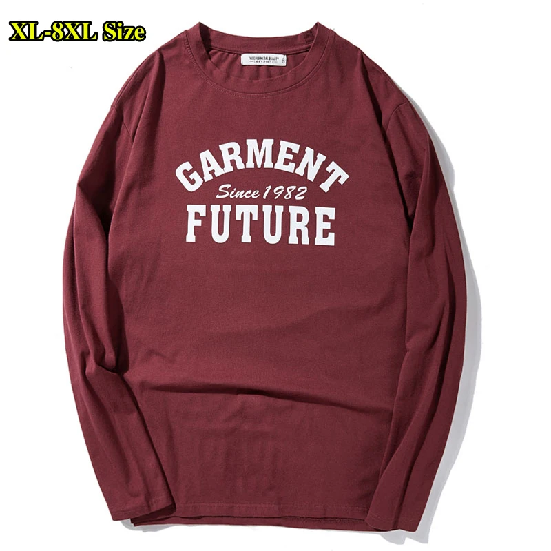 

Plus Size 5XL 6XL 7XL 8XL Men Long Sleeve T-Shirt 2020 New Fashion Print Cotton Loose Casual T shirt Male Brand Clothes
