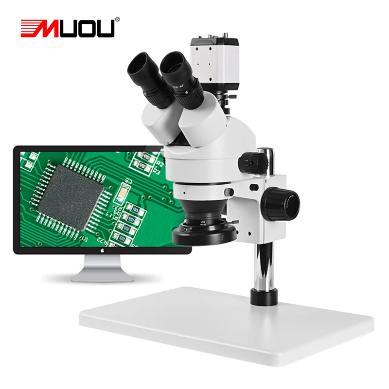 

HD digital Trinocular Stereo Microscope zoom 3.5 90x + Large workbench+1080P camera USB VGA CVBS + LED Ring Light +1/3 adapter
