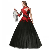 vintage black and red gothic wedding dresses beaded embroidery sexy keyhole one sleeve bridal dress country wedding gowns 2021