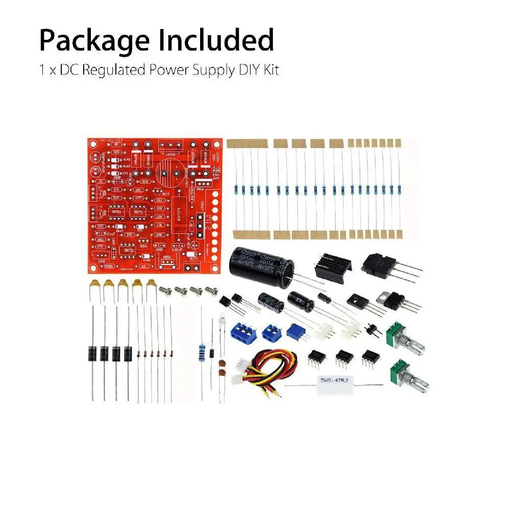 0-30V 2mA-3A Adjustable DC Regulated Power Supply DIY Kit Short Protection(Red Board) |