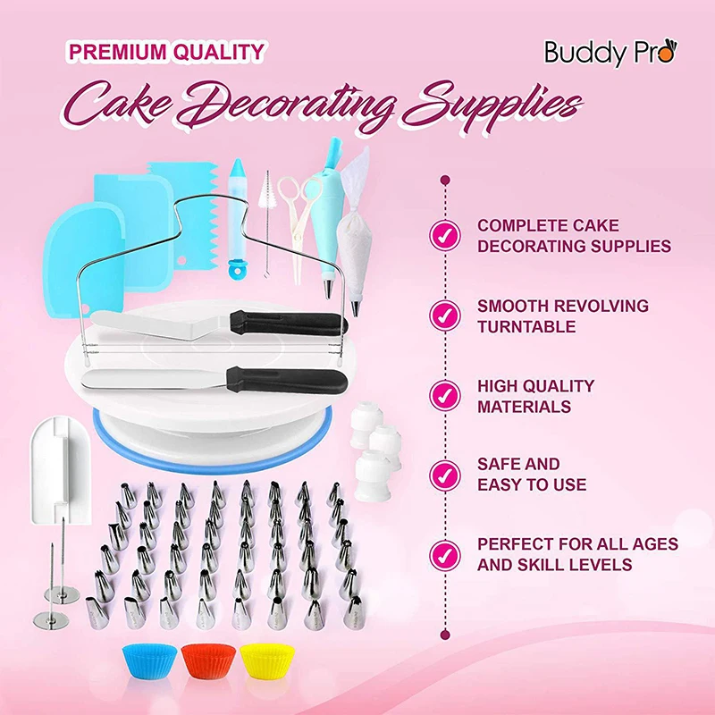 172-Piece Cake Turntable Decorating Nozzle Set Tools with Piping Bag TPU Russian Reusable Mold | Дом и сад