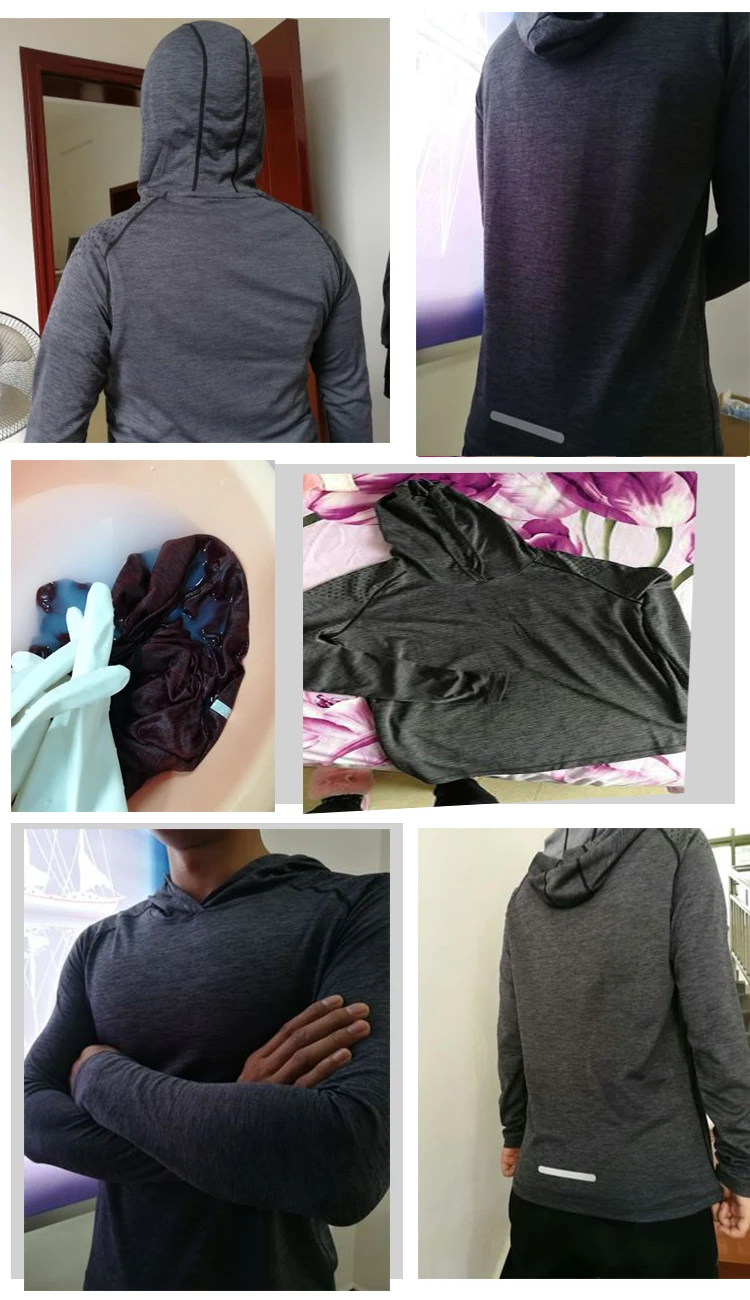 

Shirts Quick Dry Men's Hooded Collar Tops & Tees Shirt Men Full Sleeve Slim Male hoody Training Shirt
