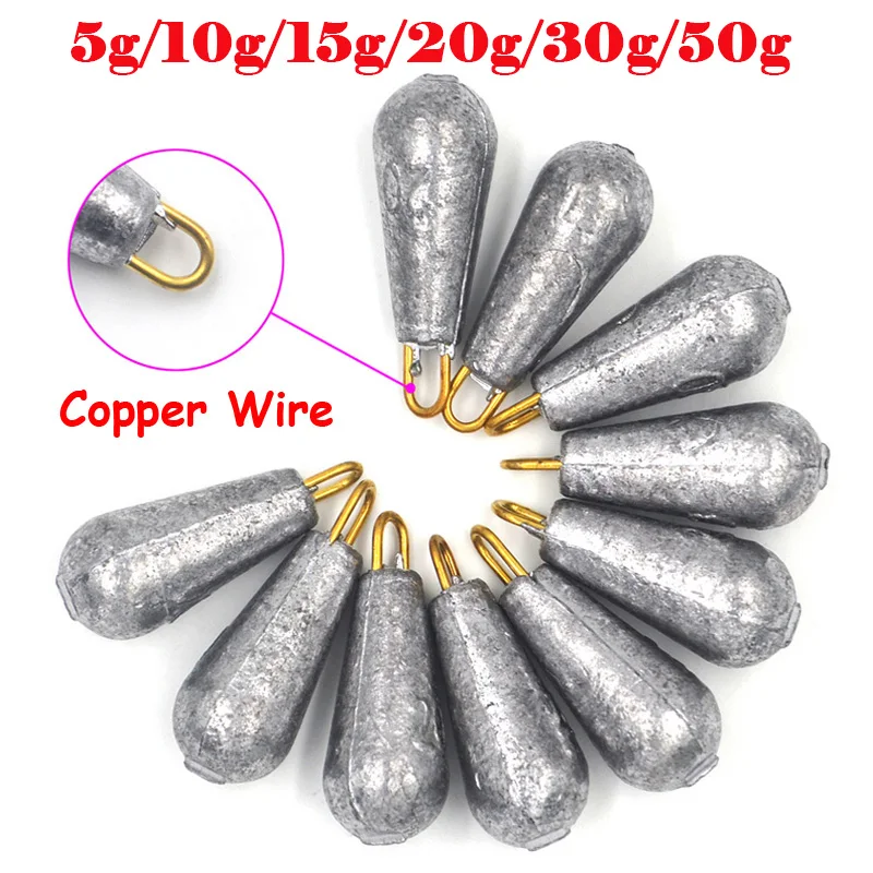 

5pcs/10pcs 5g/10g/15g/20g/30g/50g Tear Drop Shot Weights Lead Sinker Fishing Tackle Accessories Pesca Bass Water Drop Plummet