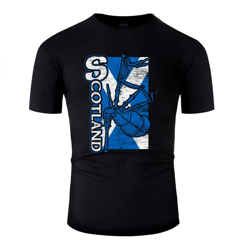 Мужская футболка для фитнеса с волынками шотландская круглым вырезом из 100%