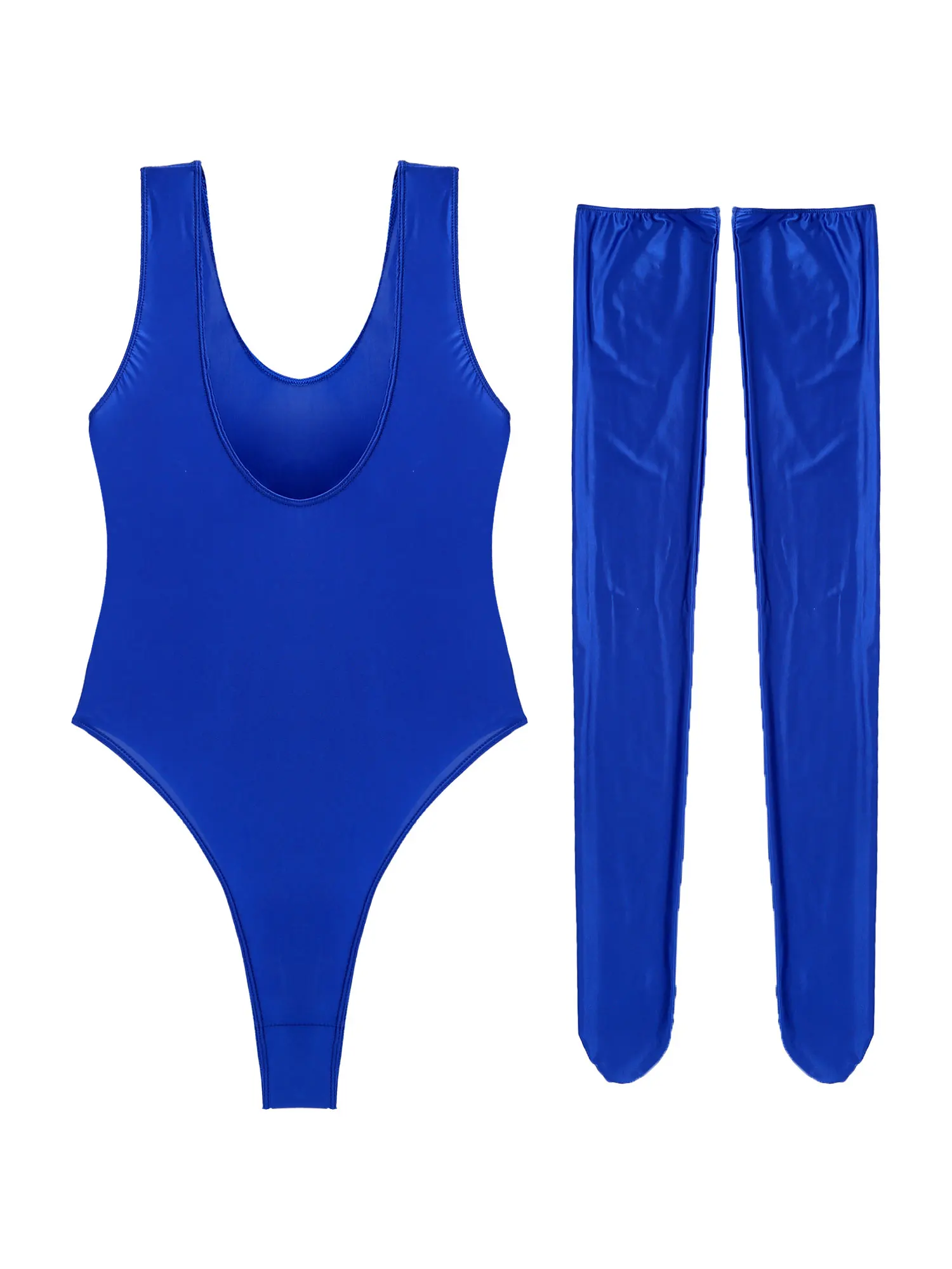 Летний женский купальный костюм TiaoBug глянцевый эластичный купальник с круглым