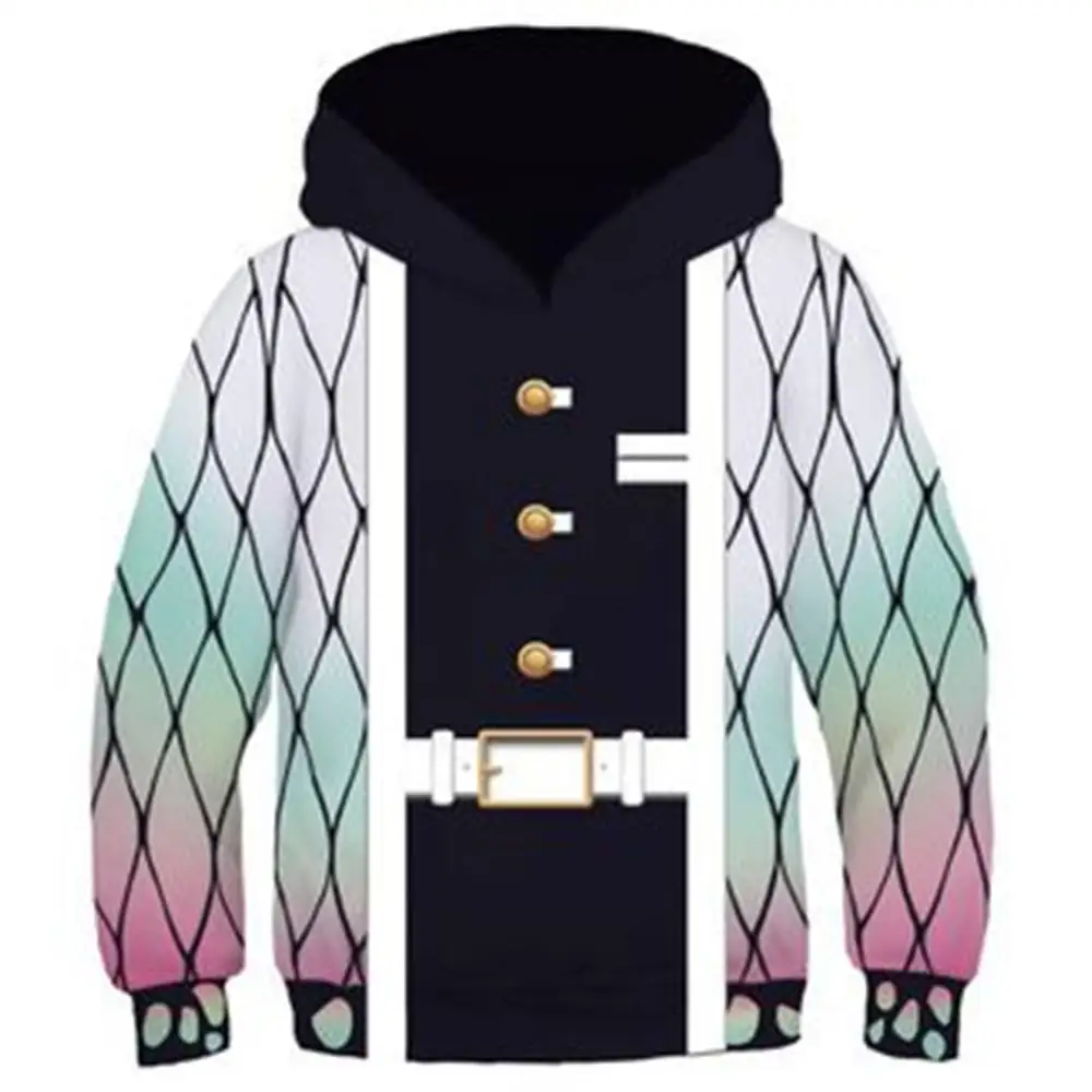 

Demon Slayer Kimetsu no Yaiba Cosplay Kochou Shinobu Hoodie Hood Pullover Sweatshirts Coat Kids