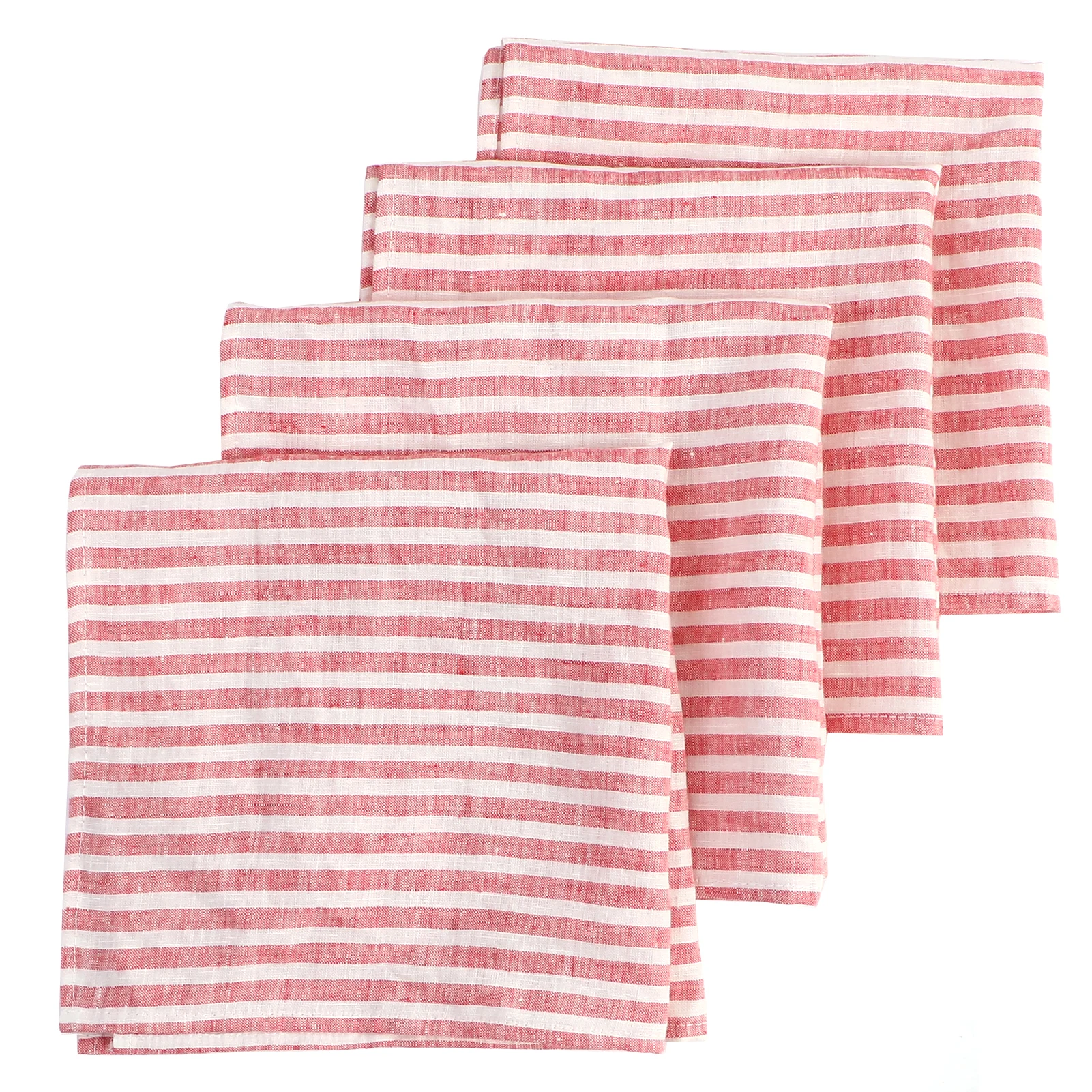 Servilletas de cena de 40x40cm, Juego de 4 paquetes de lino franc&eacute;s puro, tela suave de uso diario para mesa de cocina casera, fiesta de c&oacute;ctel-0