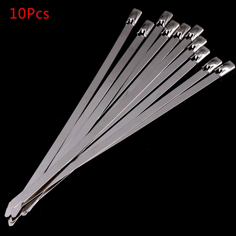 

10Pcs Stainless Steel Cable Ties Cable Multi-Purpose Exhaust Wrap Locking Ties