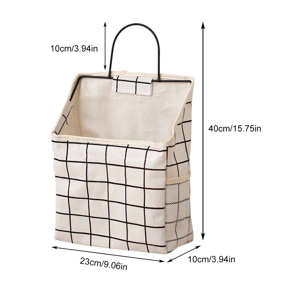 

1pcs Wall-mounted Storage Bag Cotton Linen Storage Bag Book Sundries Cosmetics Collector