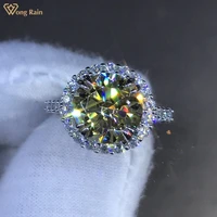 wong rain 925 sterling silver round cut 4 ct d created moissanite gemstone engagement customized ring fine jewelry wholesale