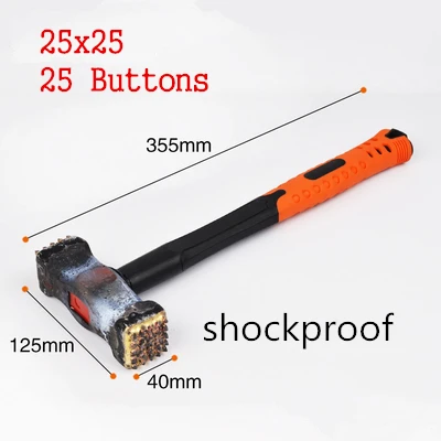 shockproof 25buttons Сплав молоток размер 25x25/16x16/9x16 Кнопка кувалда молоток с деревянной ручкой сколов бит для камня, цемента бетона - Цвет: shockproof 25buttons
