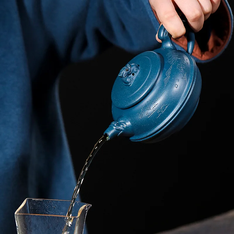 

350ml Yixing Handmade Purple Clay Teapot Chinese Traditional Ceramic Tea Set Blue Clay Kungfu Tea Zisha Pot Filter Teapots