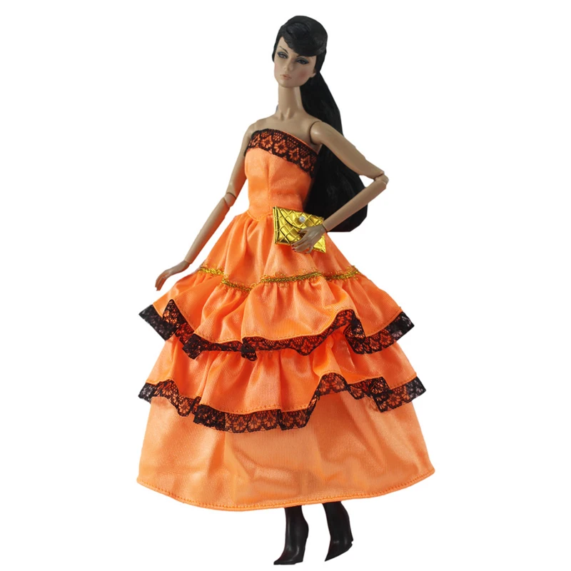 

Fashion Doll Clothes Orange Dress & Handbag Purse For Barbie Dolls Dresses Outfits 1/6 BJD Doll Accessories Children DIY Toys