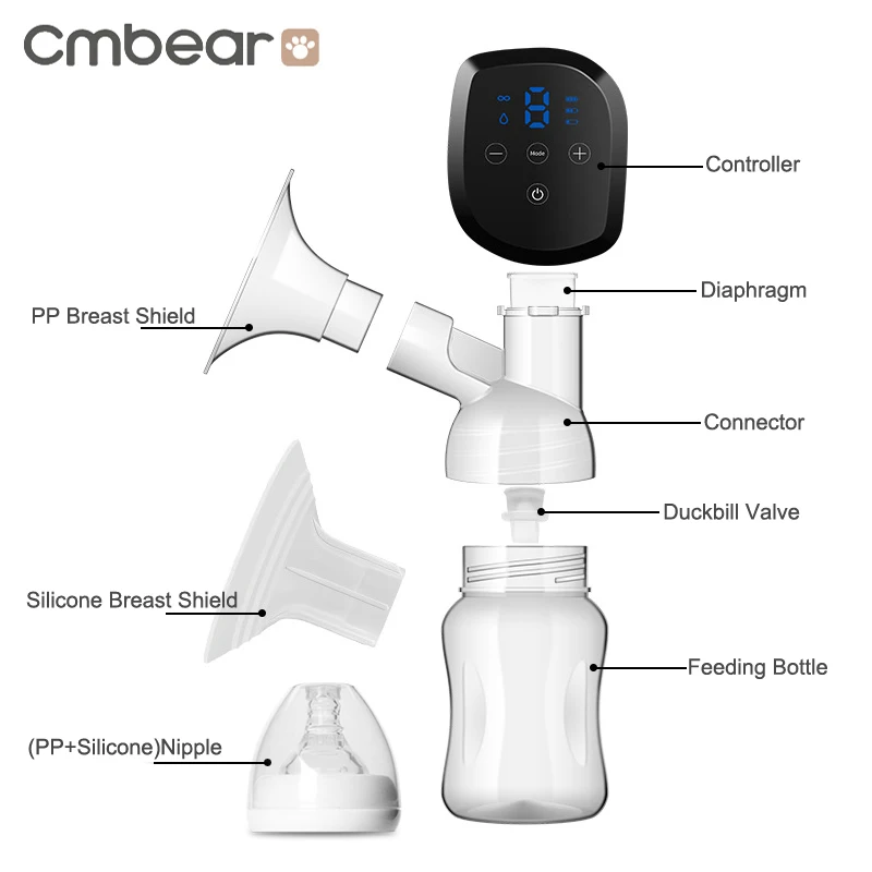 Электрический молокоотсос Cmbear с ЖК-дисплеем удобный мощный USB для грудного