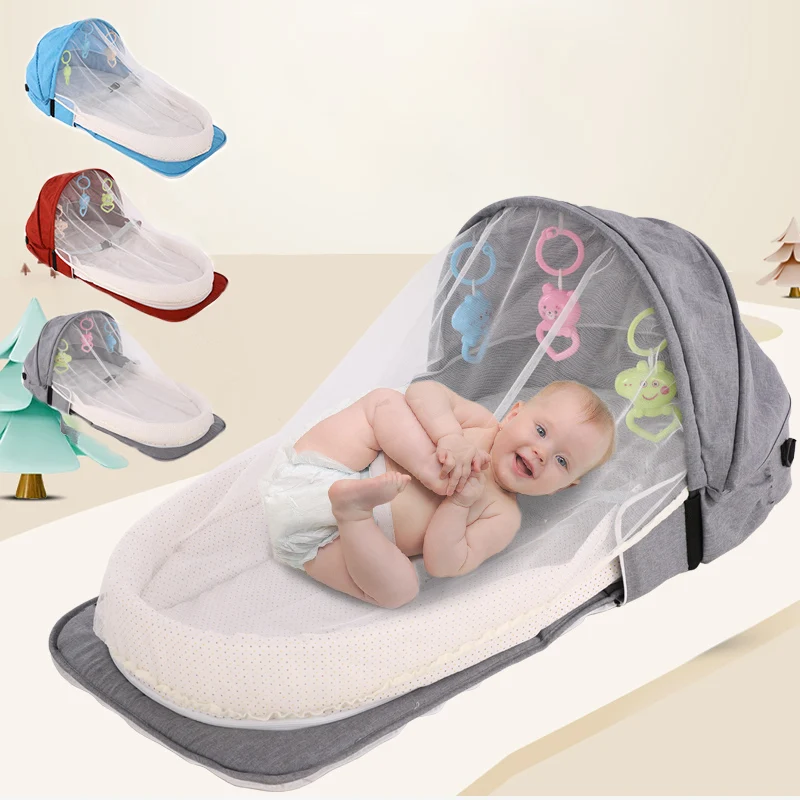 Preço Bebê Viagem Portátil Móvel Berço Do Bebê Ninho Berço Recém-nascido Multi-função Dobrável Cama Criança Cadeira Dobrável Com Brinquedos Mosquiteiro