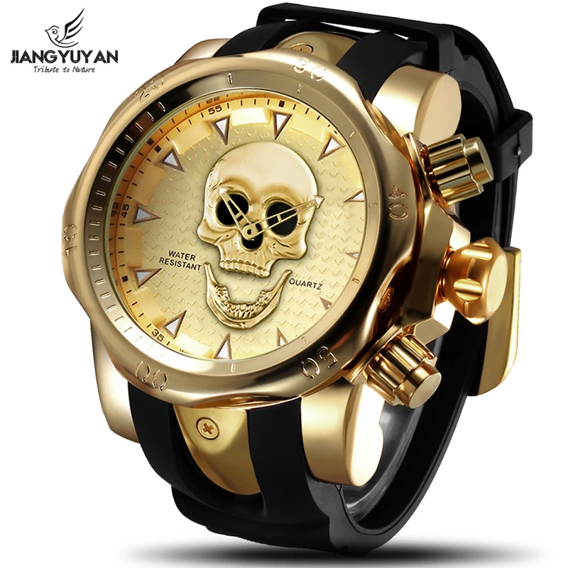 Hot Silicone Blet Casual Sport Watches Men 3D Skull Face Quartzwatch Luxury Brand Military Wrist Watch relogios masculino 2019 | Наручные
