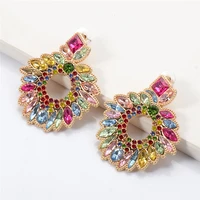 new styles large metal colorful crystal drop earrings high quality fashion rhinestones jewelry accessories for women wholesale