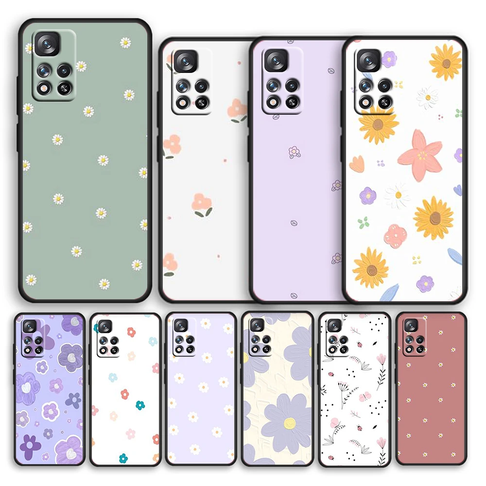 

Beautiful colorful flowers For Redmi 10 K40 K30 Ultra Pro Gaming 9T 9AT 9A 9C 10X Pro 10X GO Silicone Soft Black Phone Case