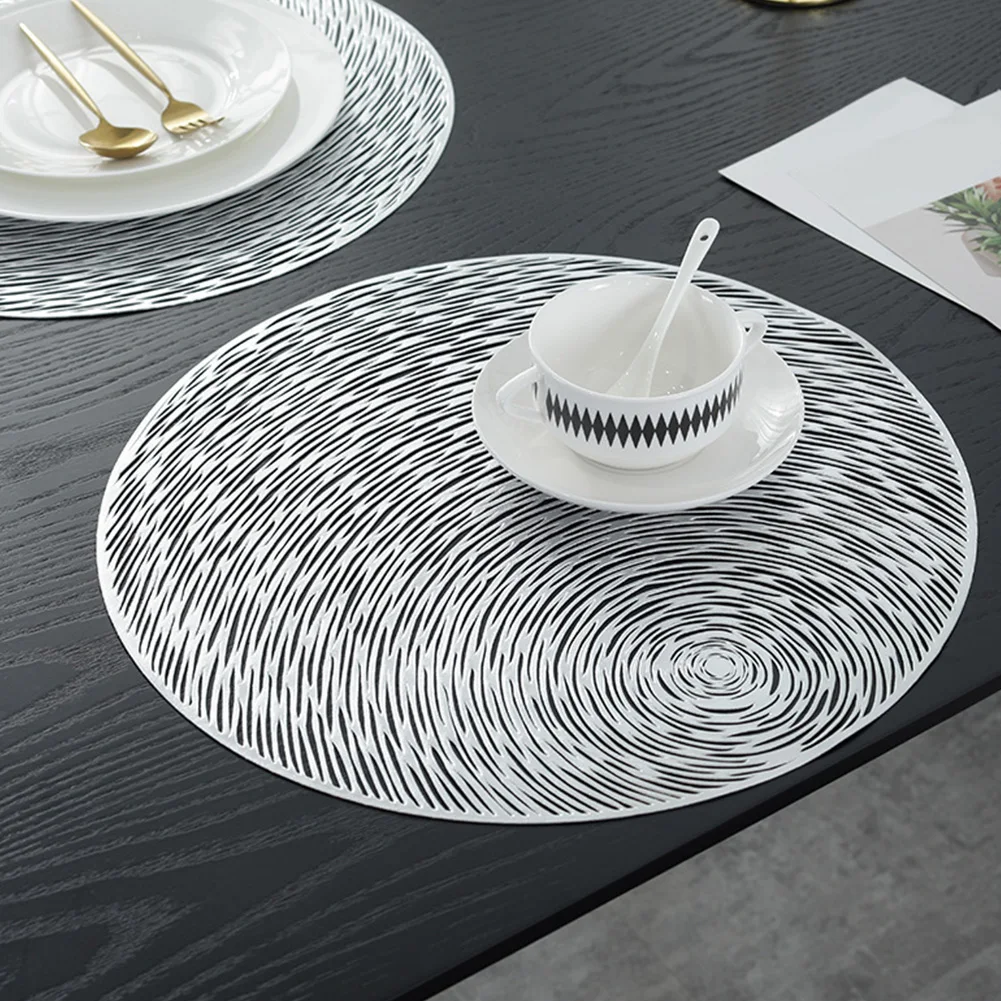 Placemat Pads Elegant Tableware Washable Eco-friendly Kitchen Decorative Easy Clean Heat Resistant PVC Non Slip Round | Дом и сад