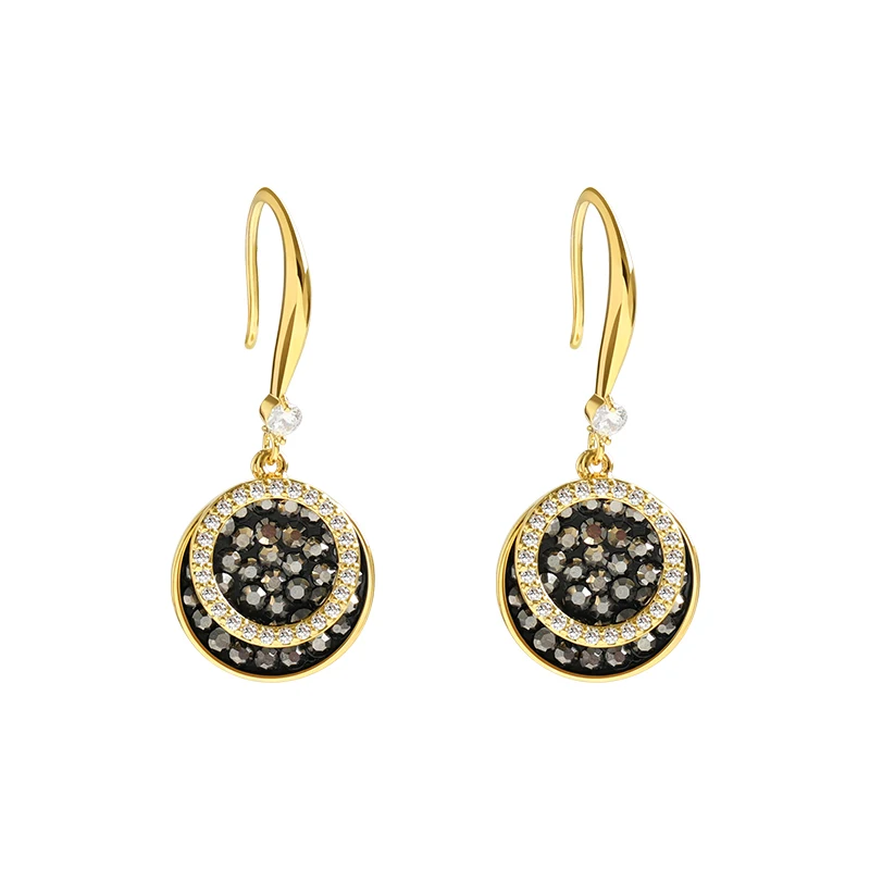 

Round Piece Black Earrings 2020 Trend High Sense Party Earrings European and American Trendy Lady Fashion Celebrity Earrings
