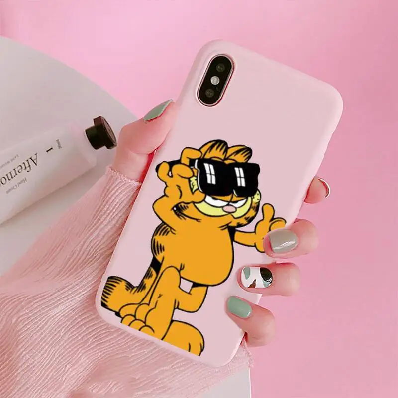 

Garfield Funny animals Phone Case Candy Color for iPhone 6 7 8 11 12 s mini pro X XS XR MAX Plus
