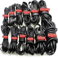 2m 1 5 2 3 4 5 6 8 mm round flat black genuine cow leather cord fit bracelet necklace leather rope string for diy jewelry making