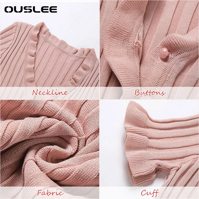 

Ouslee Simple Slim Solid Ruffles Single-Breasted Crop Tops V-Neck Chic V-neck Short Sleeve Knitted T-shirts Casual Streetwear