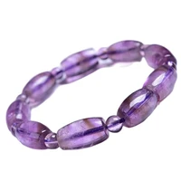 purple crystal natural amethysts elastic bracelets yoga girls 1015mm bucket beaded rectangle bangle women energy gift