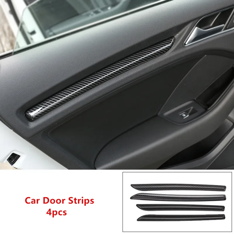 4 Pieces ABS декоративная накладка на приборную панель для Audi A3 8V-18 S3 углеродное волокно стильные накладки на внутреннюю дверь автомобиля - Название цвета: 4 Pieces