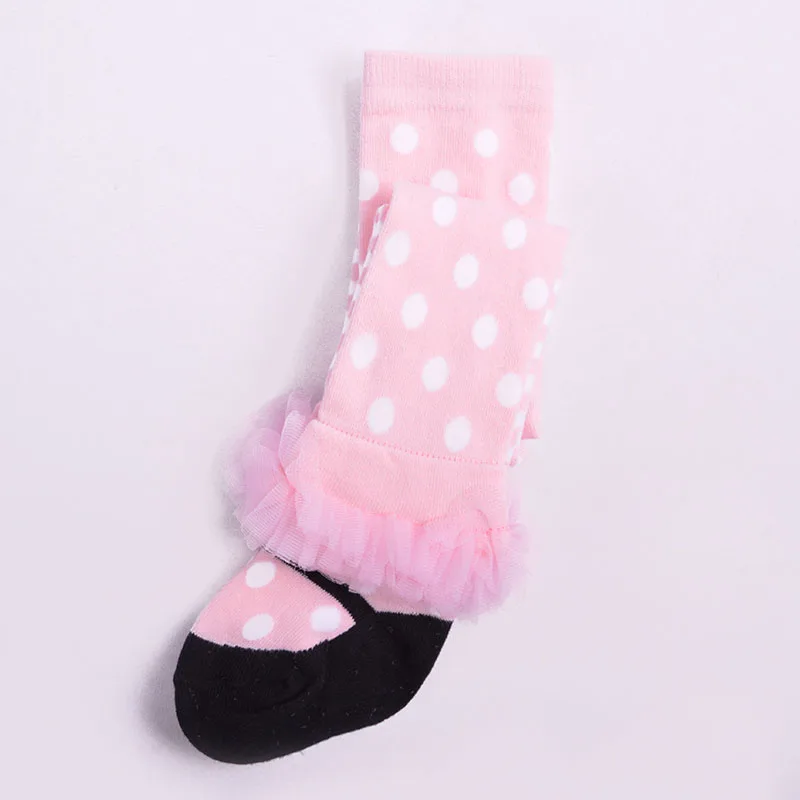 Милые хлопковые чулки кружевные колготки с завязками для девочек зимние