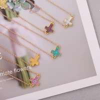 new multicolor cross simple pendant necklace fashion trendy metal chain gothic necklace for women